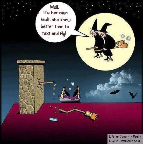Safety tip for Halloween: Don't Text and Fly! 