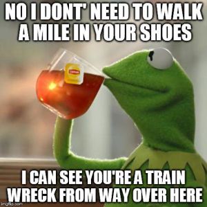 Kermit dont walk mile shoes