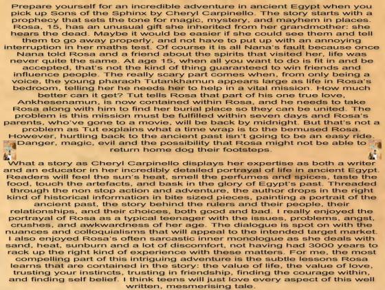 cheryl review sons of the sphinx