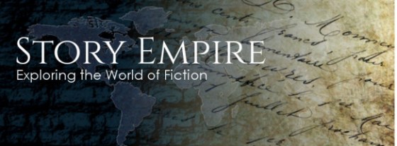 old world type map with script writing laid over top and words Story Empire set off as a bold header