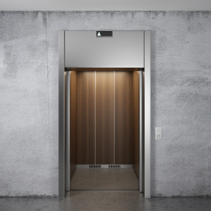 Elevator with opened doors